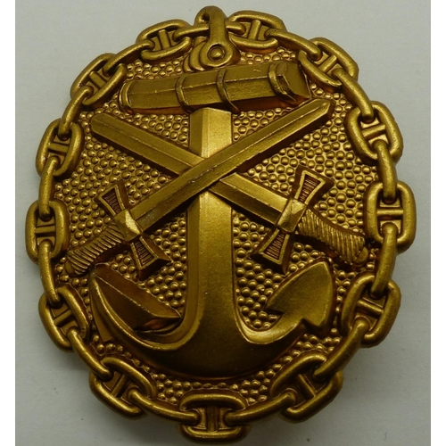 2170J - Imperial German Navy gold grade wound badge. P&P Group 1 (£14+VAT for the first lot and £1+VAT for s... 