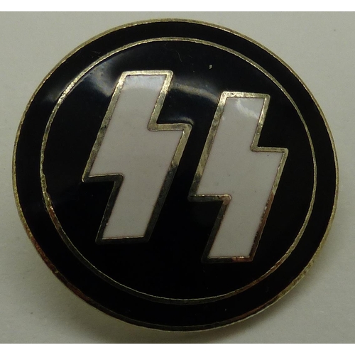 2170Q - Enamelled white metal circular SS pin badge, marked RZM verso. P&P Group 1 (£14+VAT for the first lo... 