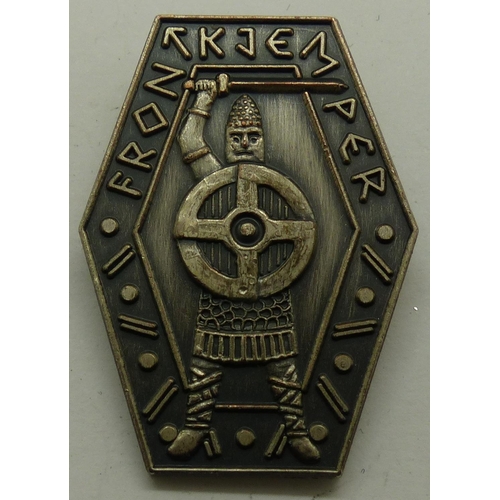 2170W - Waffen SS Norweigian Front pin badge. P&P Group 1 (£14+VAT for the first lot and £1+VAT for subseque... 