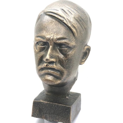 2065A - Bronzed cast iron bust of Adolf Hitler, H: 22 cm. P&P Group 2 (£18+VAT for the first lot and £3+VAT ... 