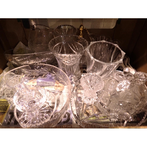 1051 - Quantity of glassware to include crystal, vases and bowls. Not available for in-house P&P