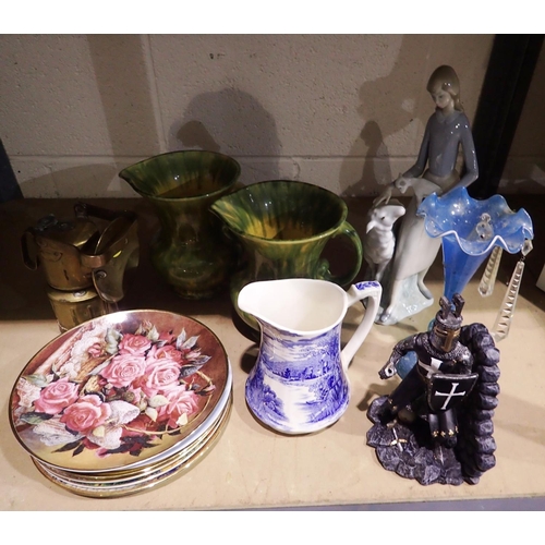 1064 - Mixed ceramics including a Lladro figurine with damage. Not available for in-house P&P