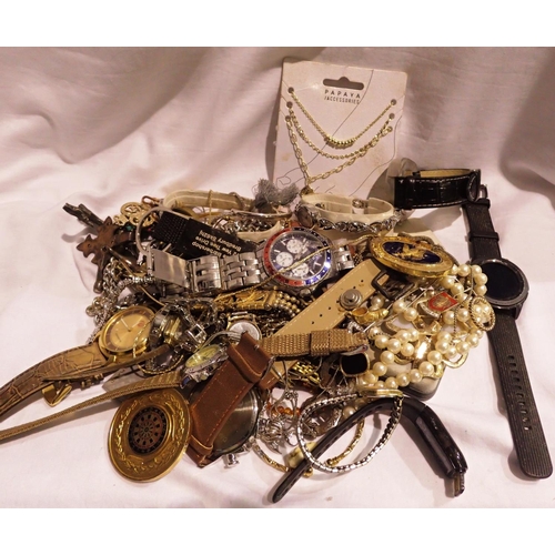 1081 - Collection of mixed costume jewellery and watches. P&P Group 1 (£14+VAT for the first lot and £1+VAT... 