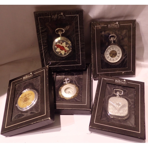 1109 - Five boxed quartz pocket watches, mostly hunters and sealed in boxes. P&P Group 1 (£14+VAT for the f... 