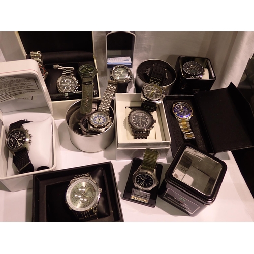 1138 - Collection of mostly boxed gents wristwatches and pocket watches to include Lorus, etc (17). P&P Gro... 