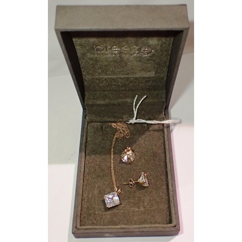 1145 - Stone set 925 silver pendant necklace and earring set, boxed, chain L: 46 cm. P&P Group 1 (£14+VAT f... 