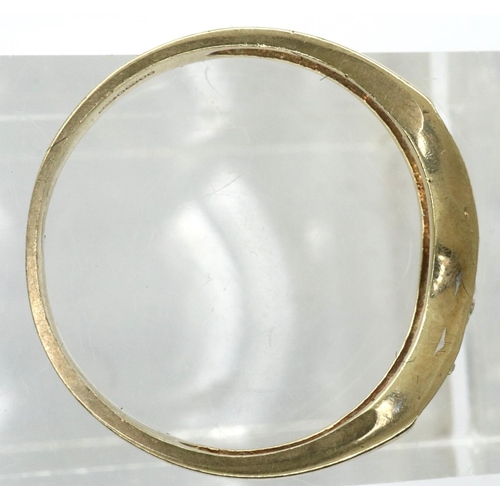 14 - 9ct gold wishbone ring set with diamonds, size L/M, 1.4g. P&P Group 1 (£14+VAT for the first lot and... 