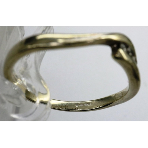 22 - 9ct gold diamond set crossover ring, size M, 1.7g. P&P Group 1 (£14+VAT for the first lot and £1+VAT... 