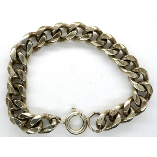 26 - Heavy gauge hallmarked silver bracelet, L: 18 cm, 45g. P&P Group 1 (£14+VAT for the first lot and £1... 