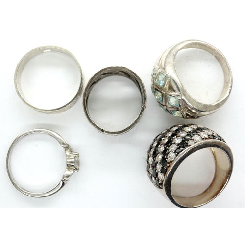 31 - Five 925 silver rings including stone set examples, sizes K-Q. P&P Group 1 (£14+VAT for the first lo... 