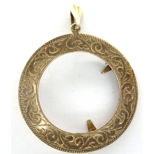 33 - 9ct gold full sovereign pendant mount, 2.2g. P&P Group 1 (£14+VAT for the first lot and £1+VAT for s... 