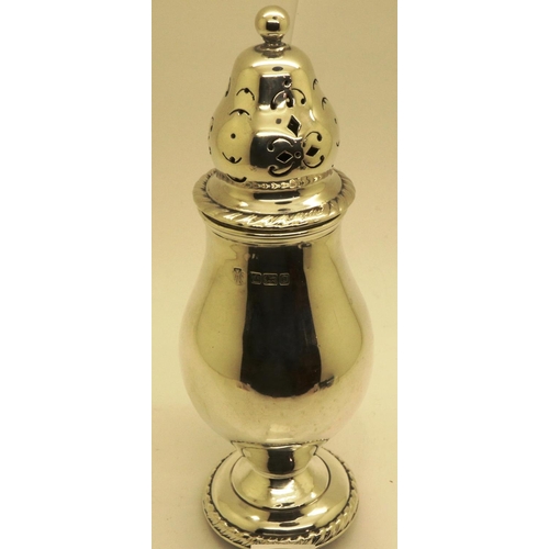 95 - William Hutton & Sons Ltd, hallmarked silver Edward VII sugar castor, Sheffield assay 1906, H: 16 cm... 