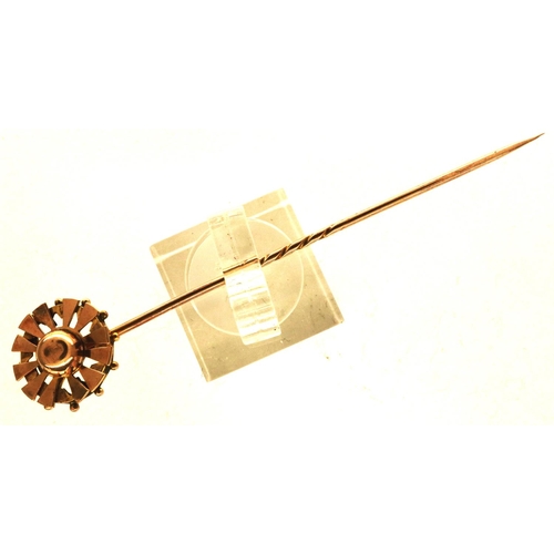 51 - Presumed 9ct gold stick pin, unmarked, 1.9g. P&P Group 1 (£14+VAT for the first lot and £1+VAT for s... 