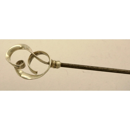 56 - Charles Horner silver hat pin, L: 17 cm. P&P Group 1 (£14+VAT for the first lot and £1+VAT for subse... 