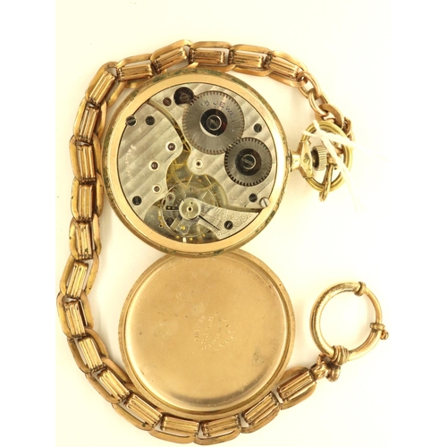 62 - Falcon: A gold plated pocket watch and chain, working at lotting. P&P Group 1 (£14+VAT for the first... 