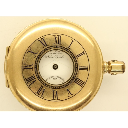 63 - Lever Brothers Limited: 14ct gold plated half hunter pocket watch , crack to dial and lacking crown,... 