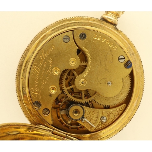 63 - Lever Brothers Limited: 14ct gold plated half hunter pocket watch , crack to dial and lacking crown,... 