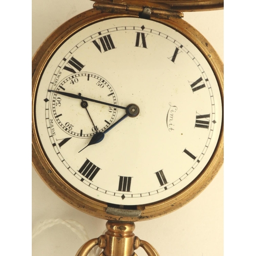 66 - Limit: A gold plated full hunter pocket watch, not working at lotting. P&P Group 1 (£14+VAT for the ... 