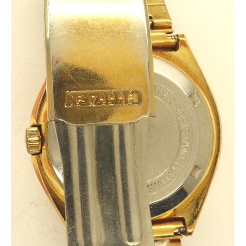 69 - Citizen: Gents automatic gold plated day/date wristwatch, working at lotting. P&P Group 1 (£14+VAT f... 