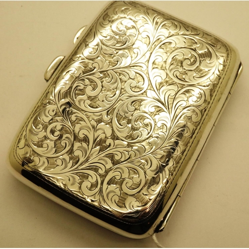 103 - Joseph Gloster, hallmarked silver George V cigarette card case, Birmingham assay 1946, 80 x 60 mm, 6... 