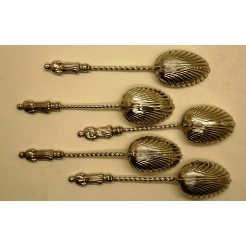 111 - Five hallmarked silver Apostle spoons, London and Birmingham assay, combined 34g. P&P Group 1 (£14+V... 