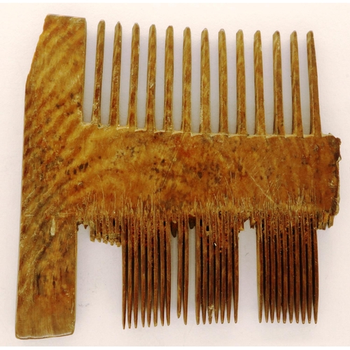 124 - Saxon/Viking mostly preserved wooden comb, L: 50 mm. P&P Group 0 (£5+VAT for the first lot and £1+VA... 