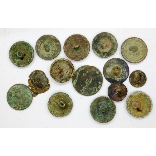 161 - Lot of mostly Georgian military buttons, largest L: 30 mm. P&P Group 0 (£5+VAT for the first lot and... 