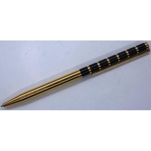 169 - Dupont of Paris gold plated and black lacquer ballpoint pen, boxed with papers and refill. P&P Group... 