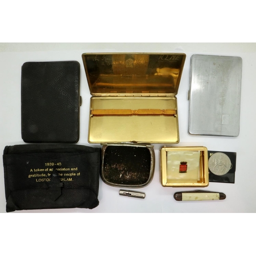 185 - Mixed collectables including cigarette cases. P&P Group 1 (£14+VAT for the first lot and £1+VAT for ... 