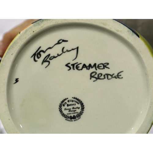 192 - Lorna Bailey Old Ellgreave Pottery jug in the Steamer Bridge pattern, H: 21 cm, no chips or cracks. ... 