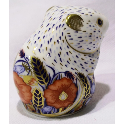 194 - Royal Crown Derby Poppy Mouse paperweight, with gold stopper, H: 60 mm, no cracks or chips. P&P Grou... 