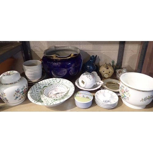 1224 - Shelf of mixed ceramics to include Coalport. Not available for in-house P&P