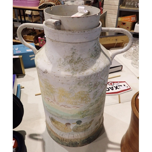 1275 - Painted galvanised steel milk pail, H: 55 cm. Not available for in-house P&P