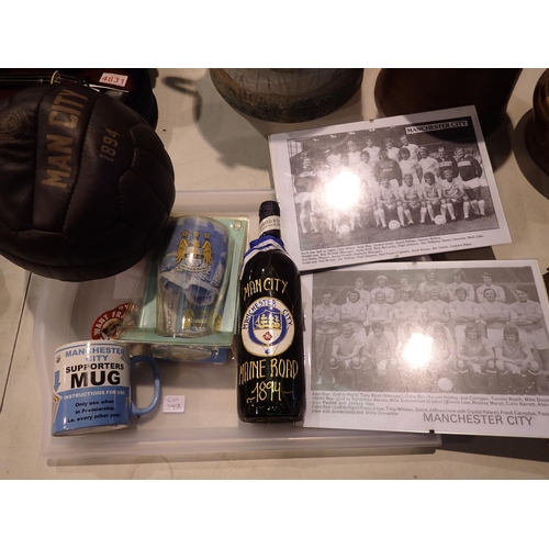 1276 - Manchester City Football Club memorabilia including a replica 1894 football. Not available for in-ho... 