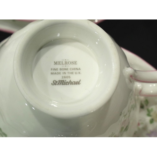 260 - M&S dinner and tea service in the Melrose pattern, no 2605, small crack to sugar bowl (62). Not avai... 