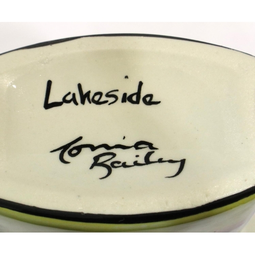 275 - Lorna Bailey round top vase in the Lakeside pattern, H: 21 cm, no cracks or chips. P&P Group 2 (£18+... 