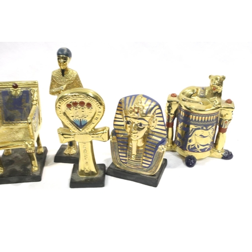 277 - Nine Franklin Mint Ancient Egyptian artefact collectables, largest H: 12 cm, no cracks or chips. P&P... 