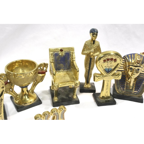 277 - Nine Franklin Mint Ancient Egyptian artefact collectables, largest H: 12 cm, no cracks or chips. P&P... 