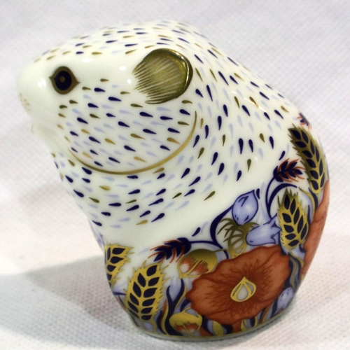 285 - Royal Crown Derby Poppy Mouse paperweight, with gold stopper, H: 80 mm, no cracks or chips. P&P Grou... 