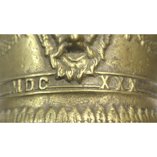 317 - Early bronze censer with faces in relief, dated 1630, H: 21 cm, 9.2kg. P&P Group 3 (£25+VAT for the ... 