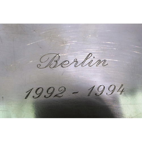 333 - WMF silver plated twin handled tray, inscribed Berlin 1992-1994, L: 45 cm. P&P Group 2 (£18+VAT for ... 