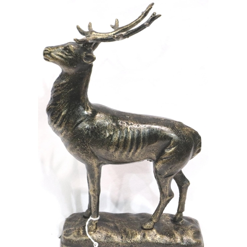 334A - Bronzed cast iron standing stag, H: 35 cm. P&P Group 2 (£18+VAT for the first lot and £3+VAT for sub... 