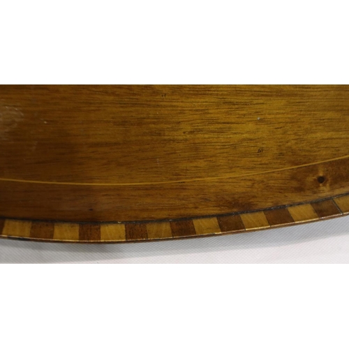 335 - Two walnut trays with inlaid decoration and brass handles, largest L: 65 cm. P&P Group 3 (£25+VAT fo... 