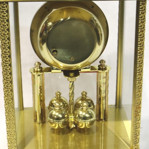 342 - Schatz quartz gilt cased anniversary clock, working at lotting, H: 24 cm. P&P Group 2 (£18+VAT for t... 