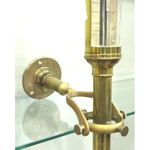 347 - Brass barometer on gimball by Desterro of Lisbon, H: 96 cm. P&P Group 3 (£25+VAT for the first lot a... 