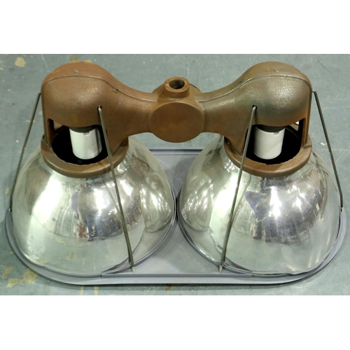 348 - Chrome industrial double light fitting. Not available for in-house P&P