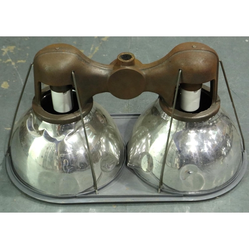 349 - Chrome industrial double light fitting. Not available for in-house P&P