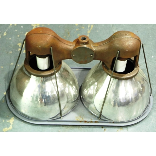 350 - Chrome industrial double light fitting. Not available for in-house P&P