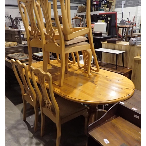 1482 - Pine dining table with six crown back chairs, 100 x 200 x 90 cm. Not available for in-house P&P