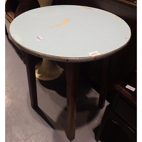 1517 - Teak circular garden table, 50D x 70H cm. Not available for in-house P&P